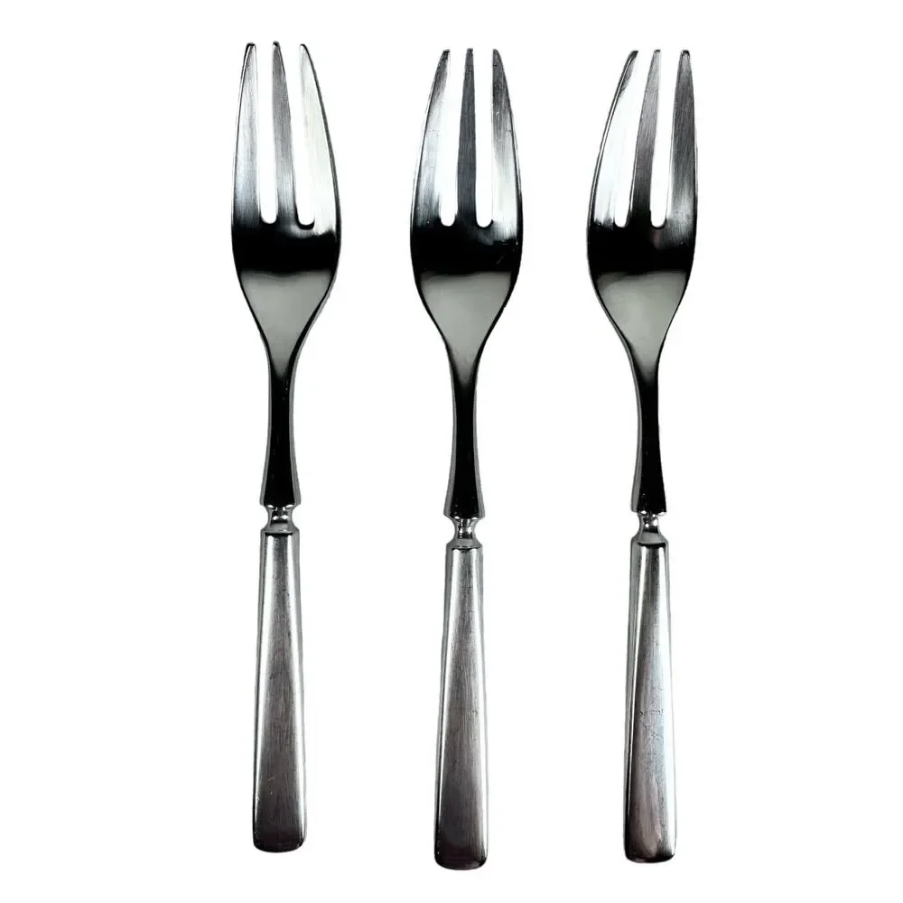Dansk ANVIL IHQ Japan vintage 1980s Stainless Satin SALAD FORKS-6 7/8”-Set of 3